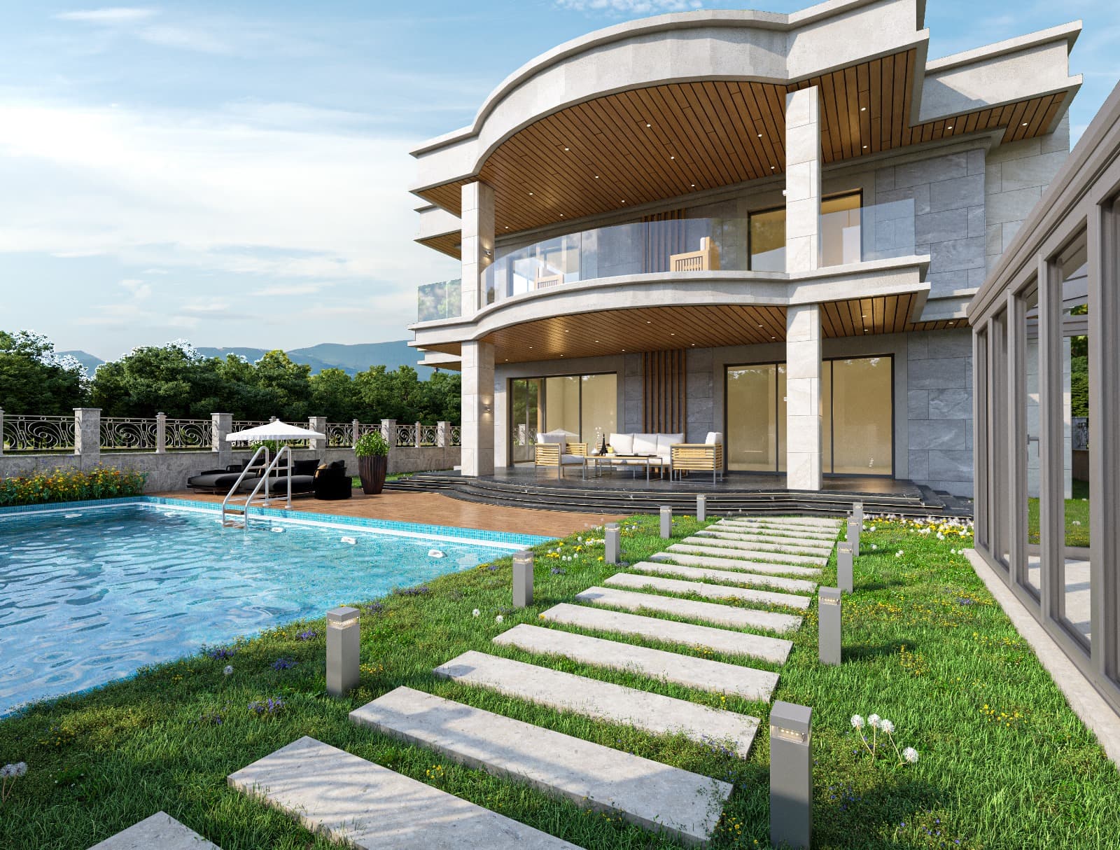 Burden Mimarlık projesi — havuzlu modern villa